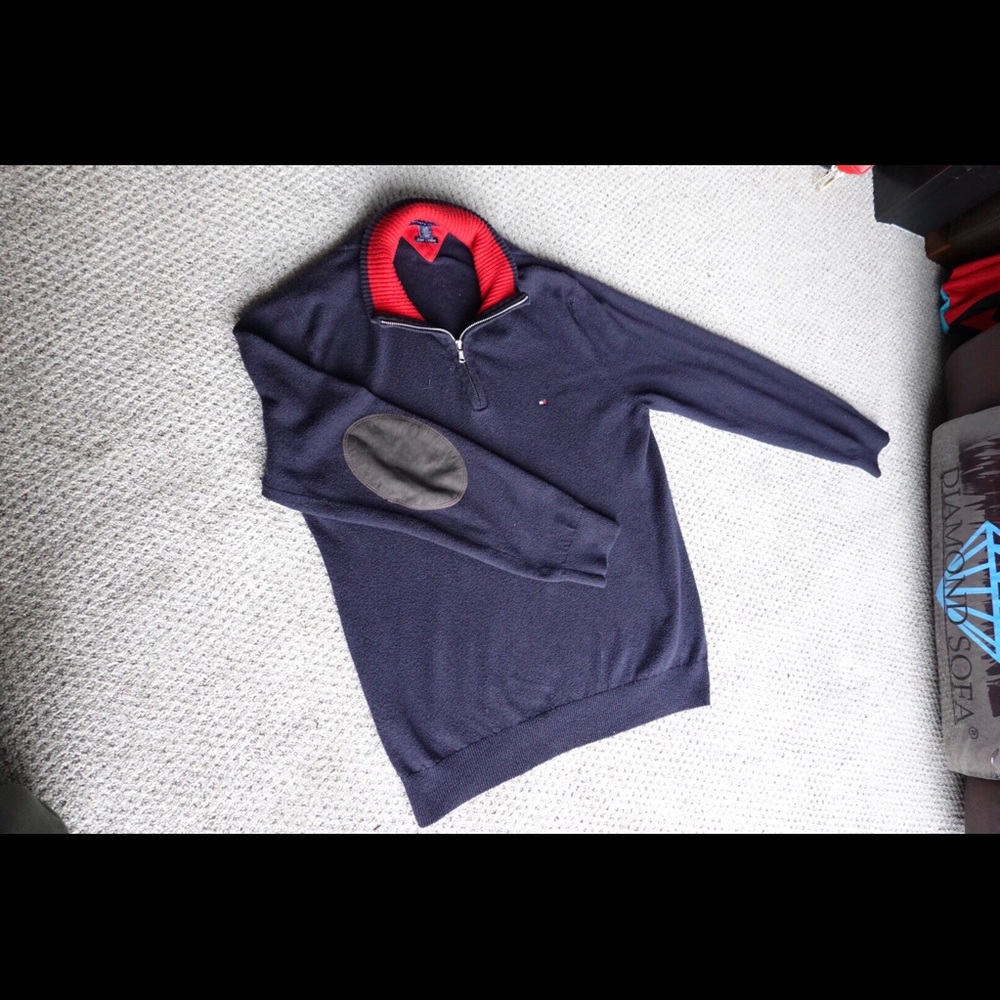 tommy hilfiger 1/4 zip sweater men large - Picture 1 of 6